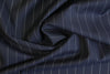 Italian wool pinstripe twill suiting - midnight/off white 1 yard