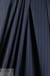 Italian wool pinstripe twill suiting - midnight/off white 1 yard