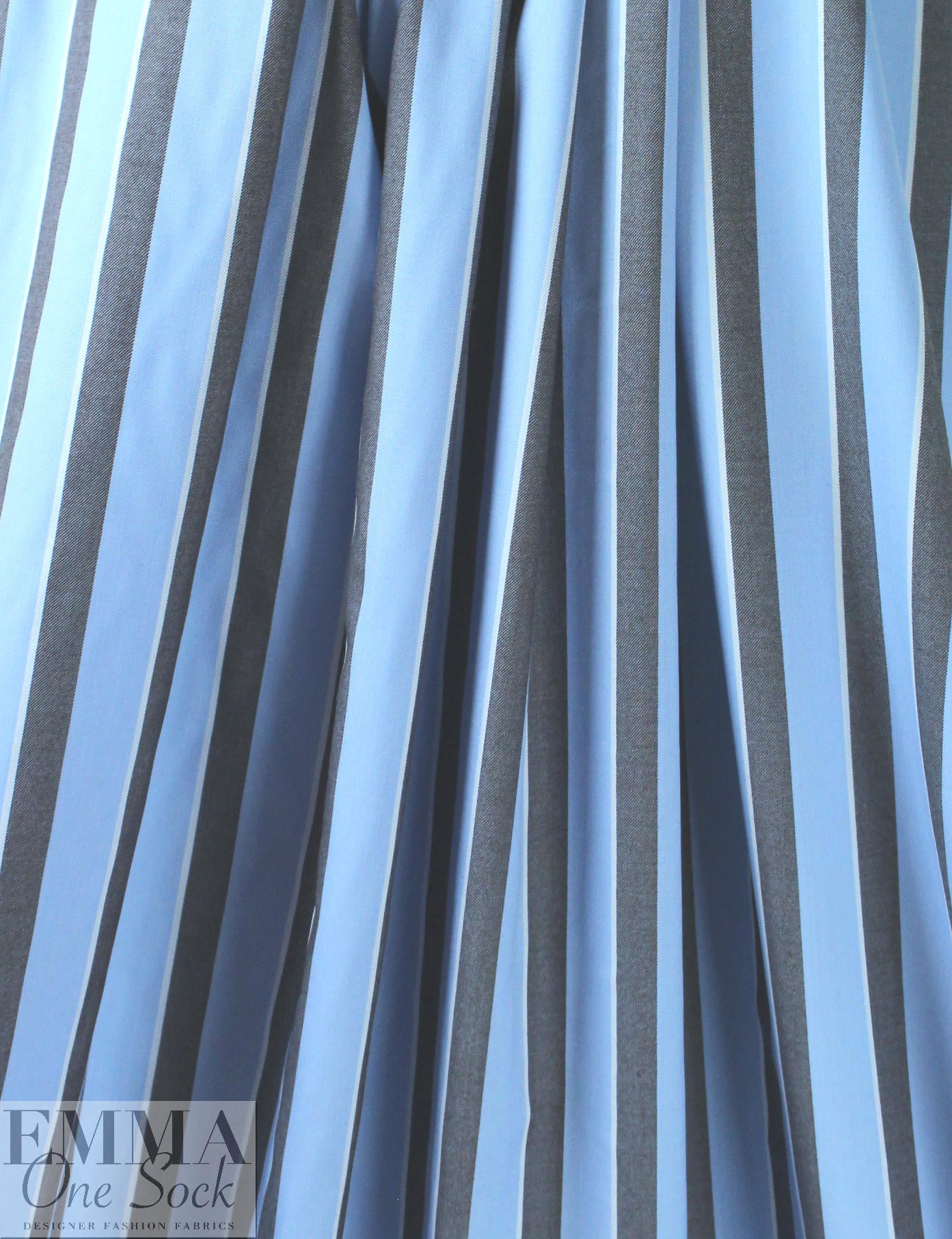 English mill virgin wool twill stripe - sky/black coffee