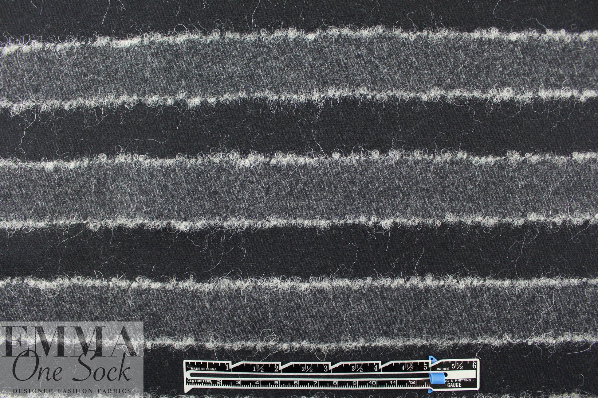 NY designer wool blend twill coating - gray/black stripe