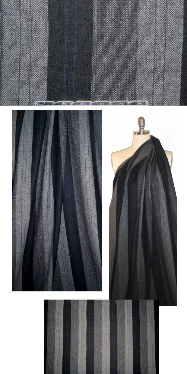 Italian herringbone/tweed/solid yarn-dye stripe suiting