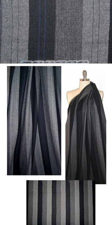 Italian herringbone/tweed/solid yarn-dye stripe suiting 2.125 yd
