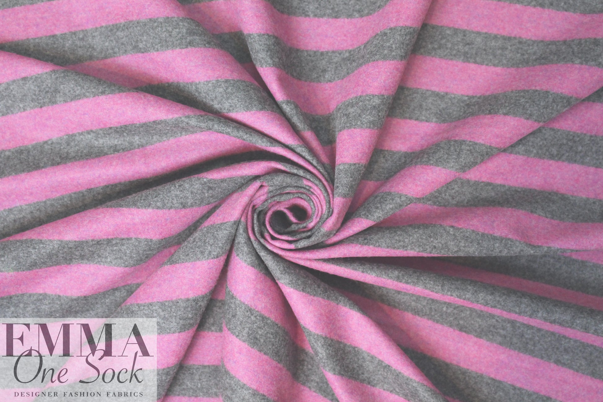 Italian brushed stripe wool blend woven - pink/gray 1.875 yd