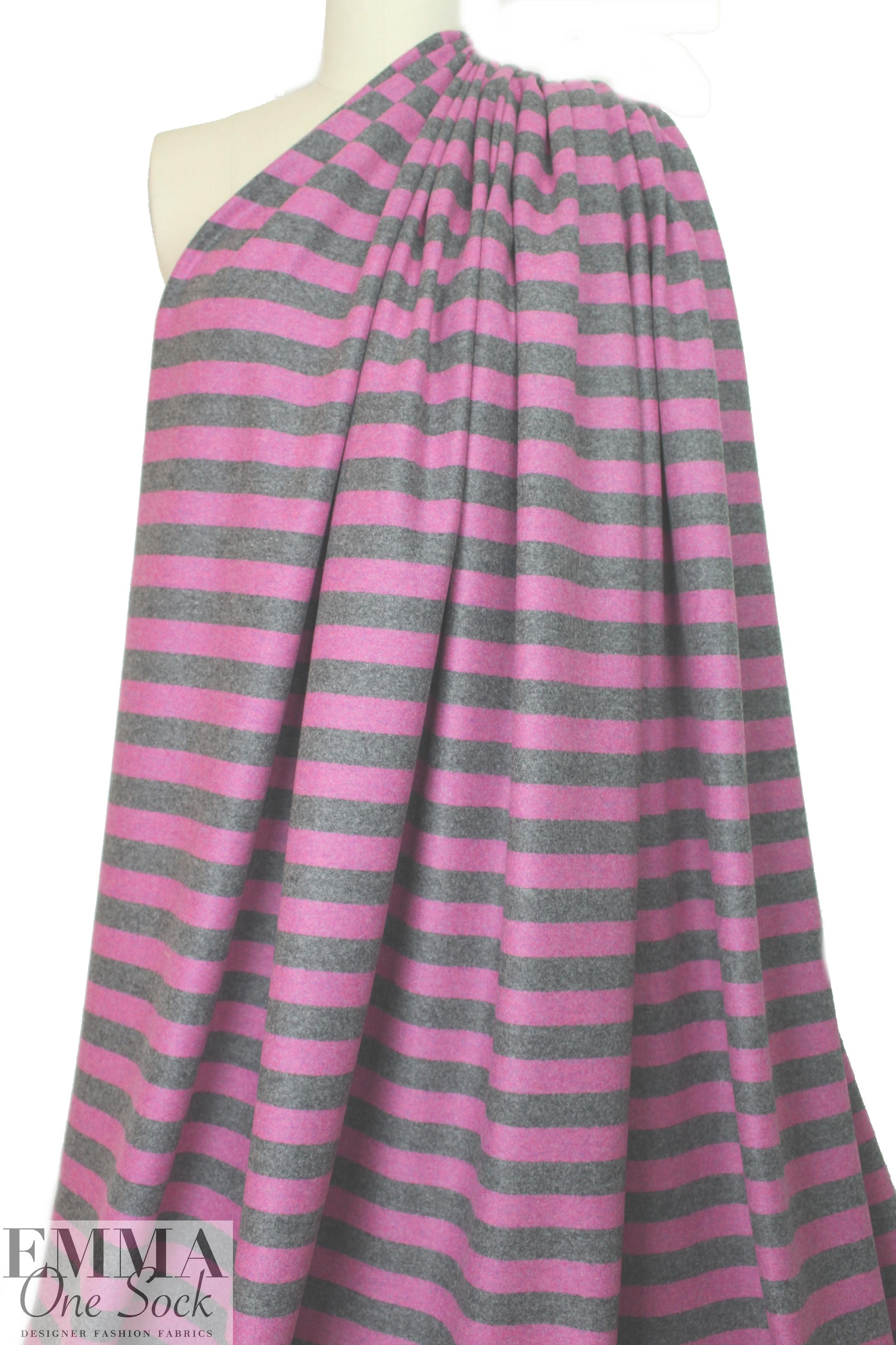 Italian brushed stripe wool blend woven - pink/gray 1.875 yd