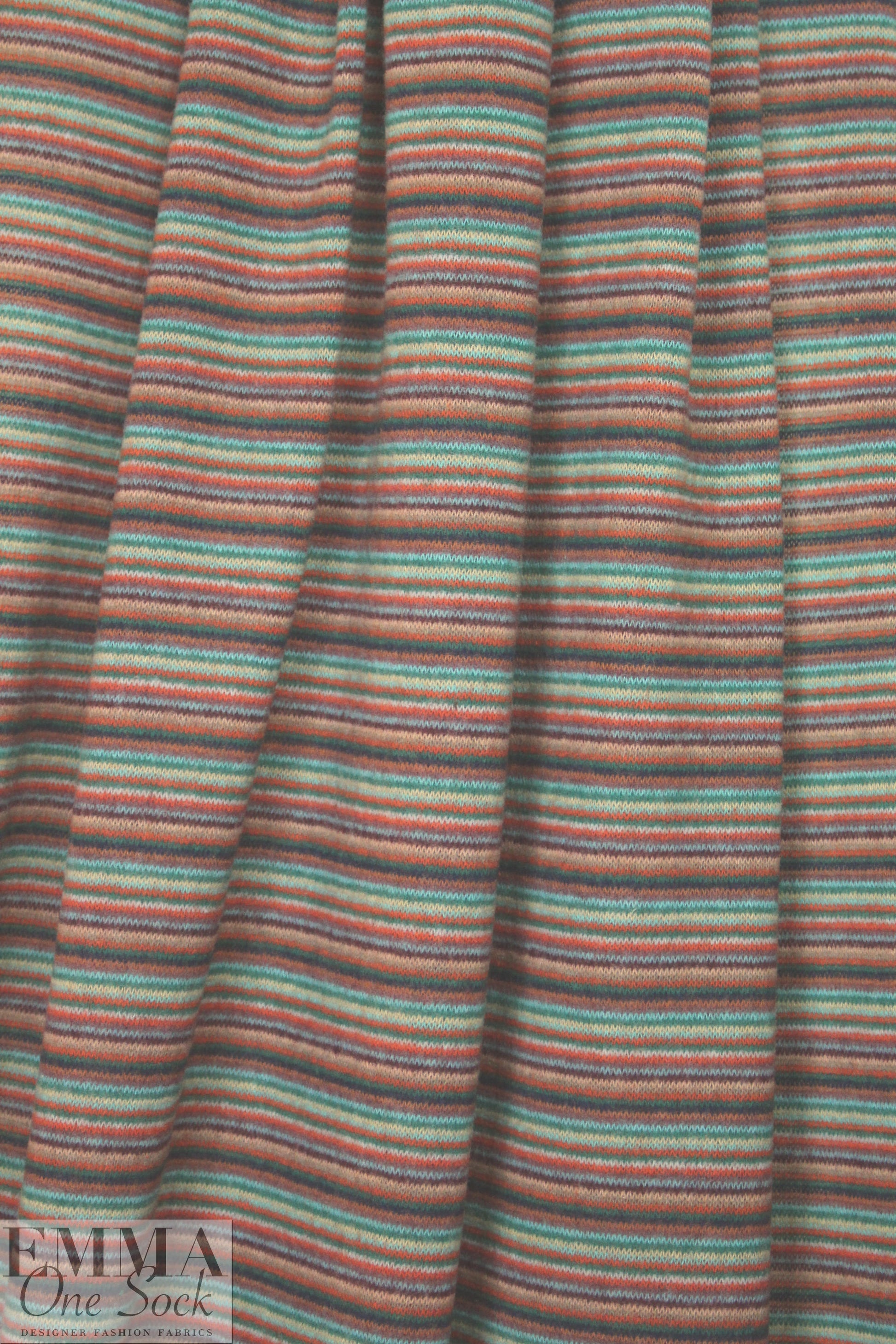 Italian wool blend, yarn-dyed autumn tones stripe sweater
