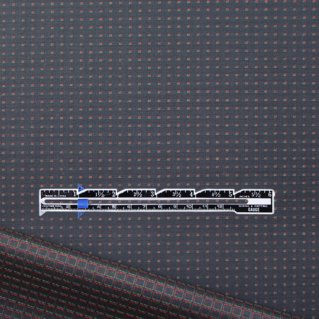 Gucc! virgin wool yarn-dyed geometric suiting - dark navy 1.875 yds