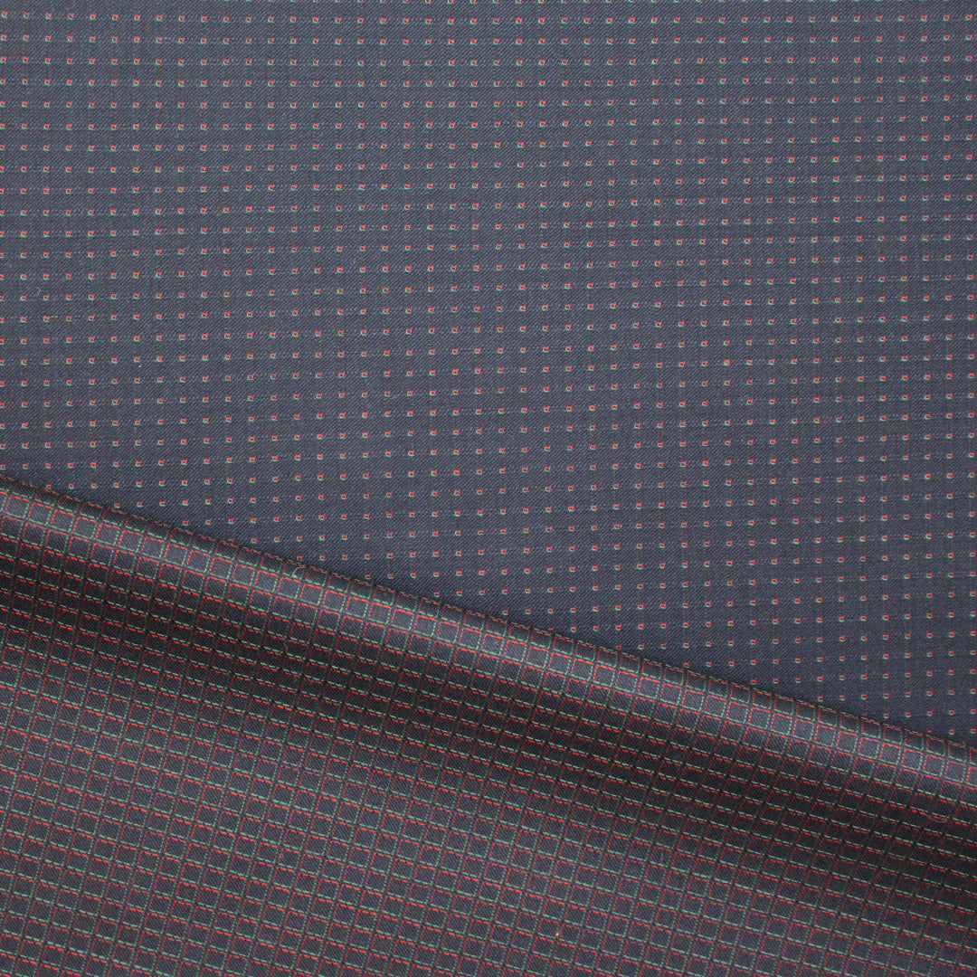 Gucc! virgin wool yarn-dyed geometric suiting - dark navy 1.875 yds