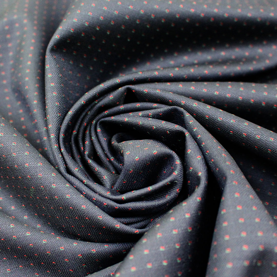 Gucc! virgin wool yarn-dyed geometric suiting - dark navy 1.875 yds