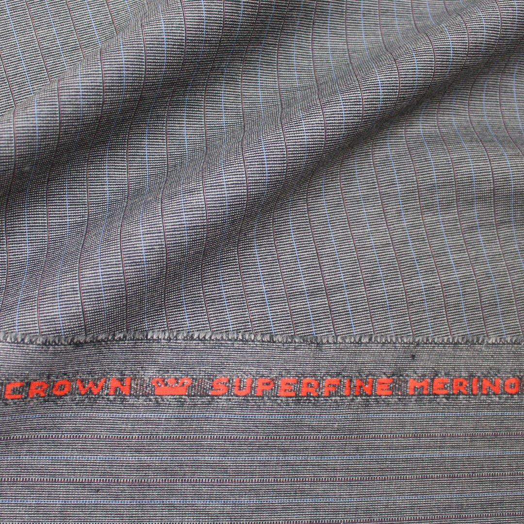 Italian merino wool dashed pinstripe lightweight suiting 2.5 yds