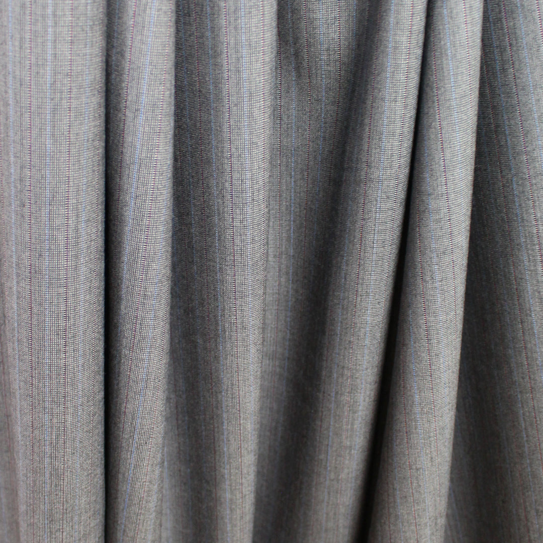 Italian merino wool dashed pinstripe lightweight suiting 2.5 yds