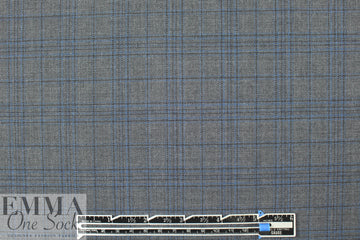 Italian all-wool charcoal/blue glen plaid suiting 1.75 yd