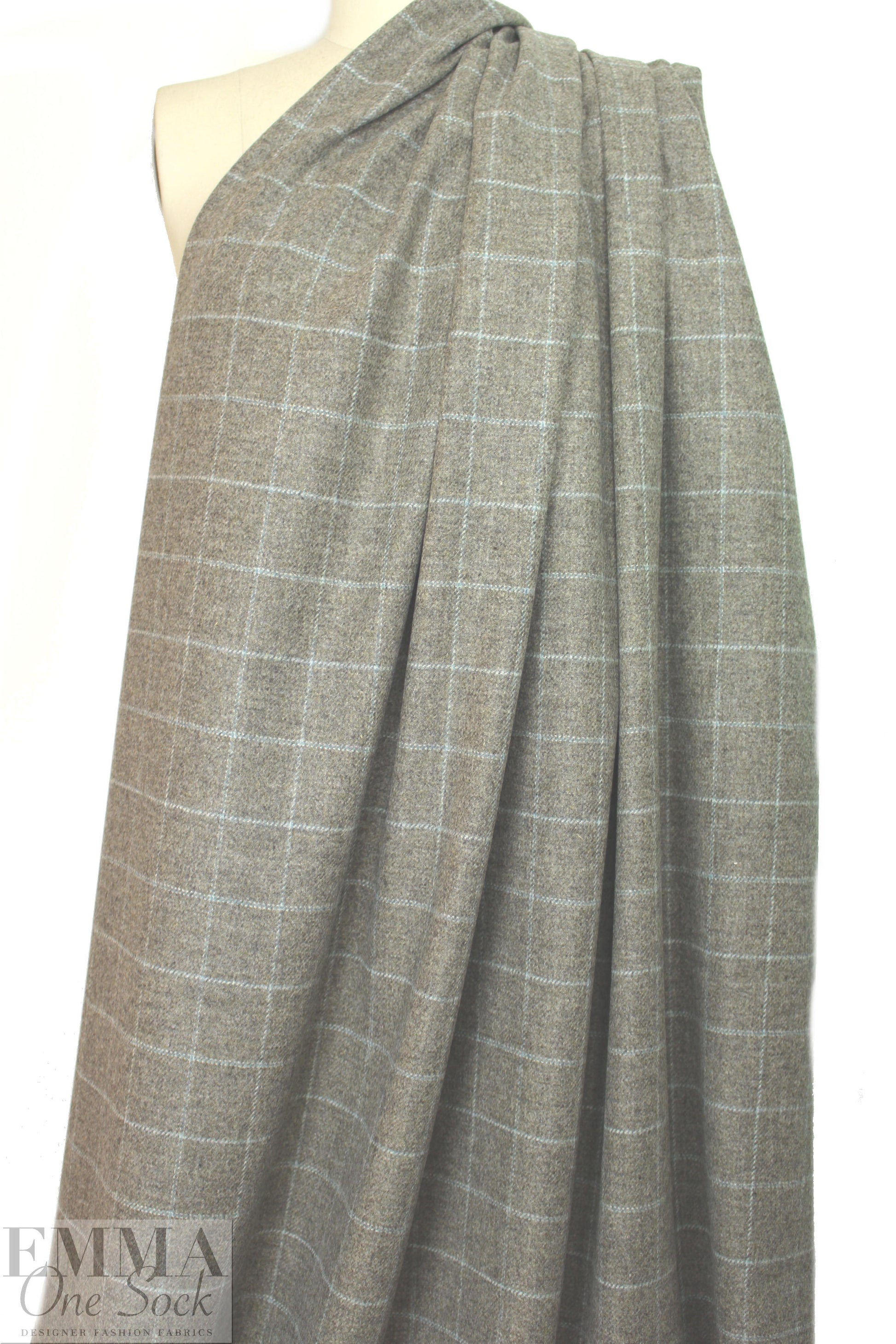 Italian wool windowpane tweed suiting - driftwood 1.625 yds