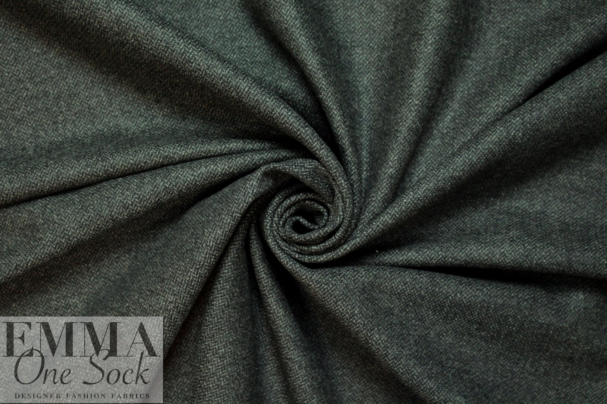 Italian wool stretch mini-chevron suiting - charcoal 1.75 yd