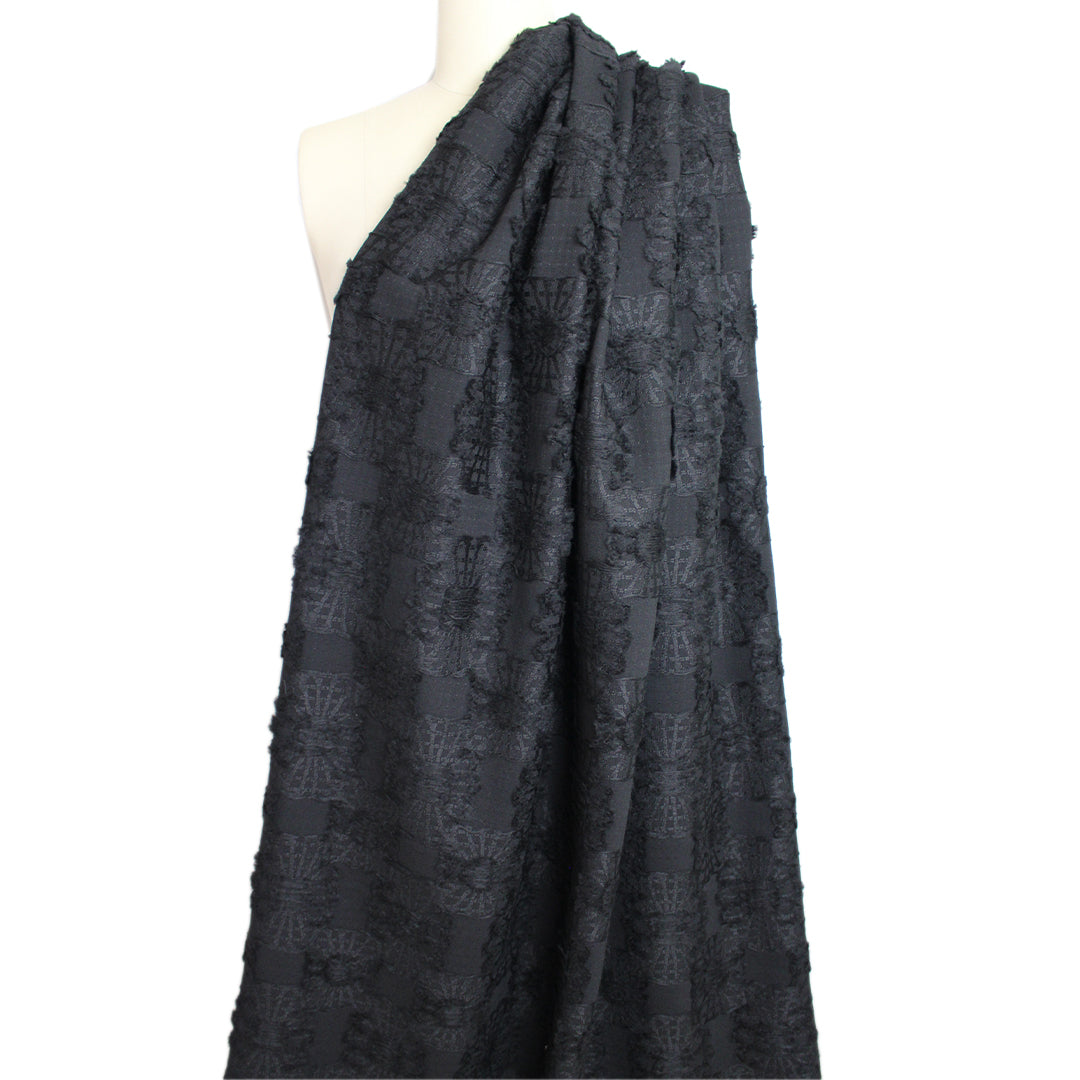 French all wool novelty textured motif woven suiting/coating 2 yd