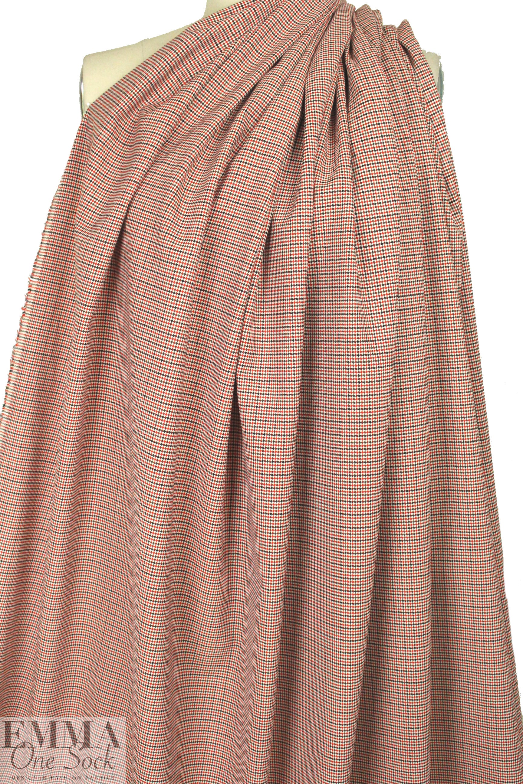 Italian virgin wool mini-plaid stretch suiting