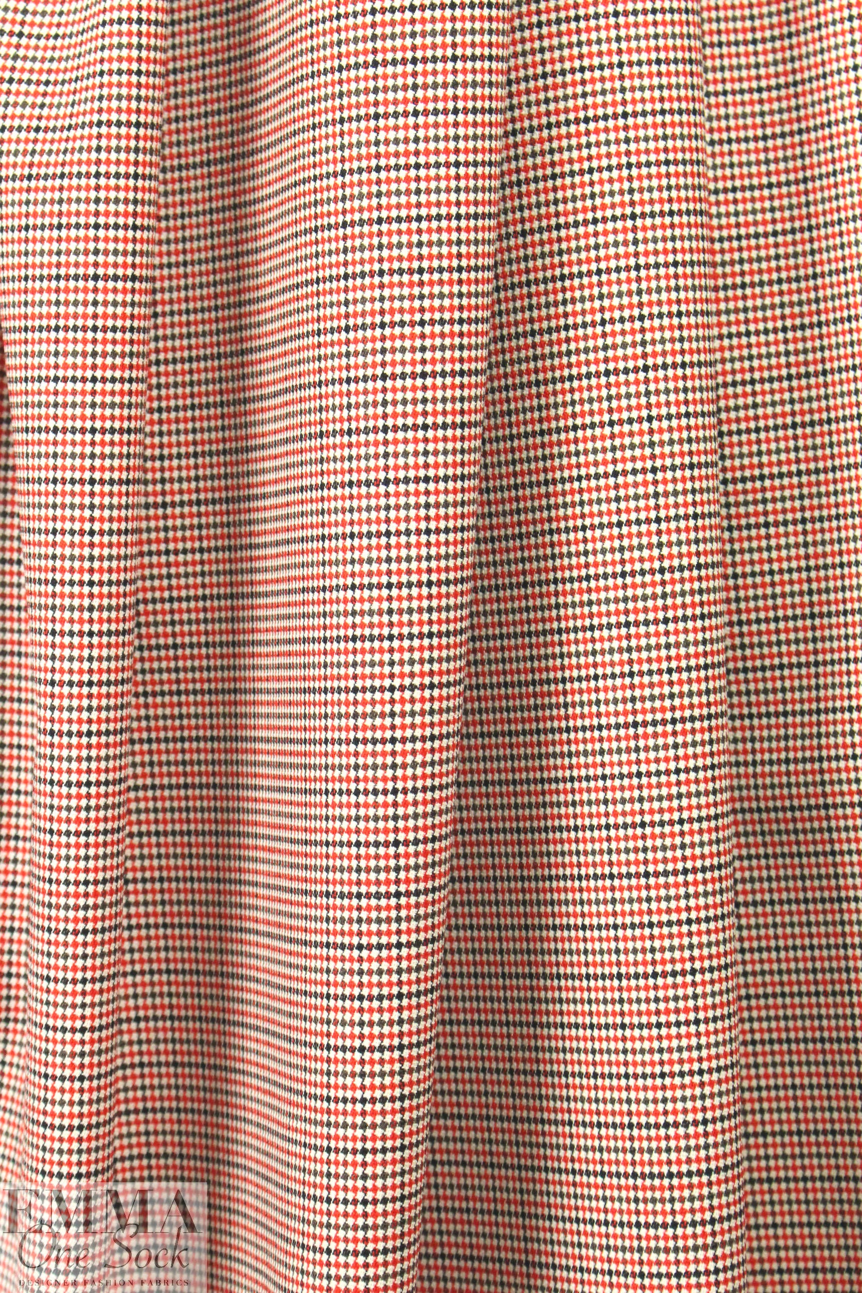 Italian virgin wool mini-plaid stretch suiting
