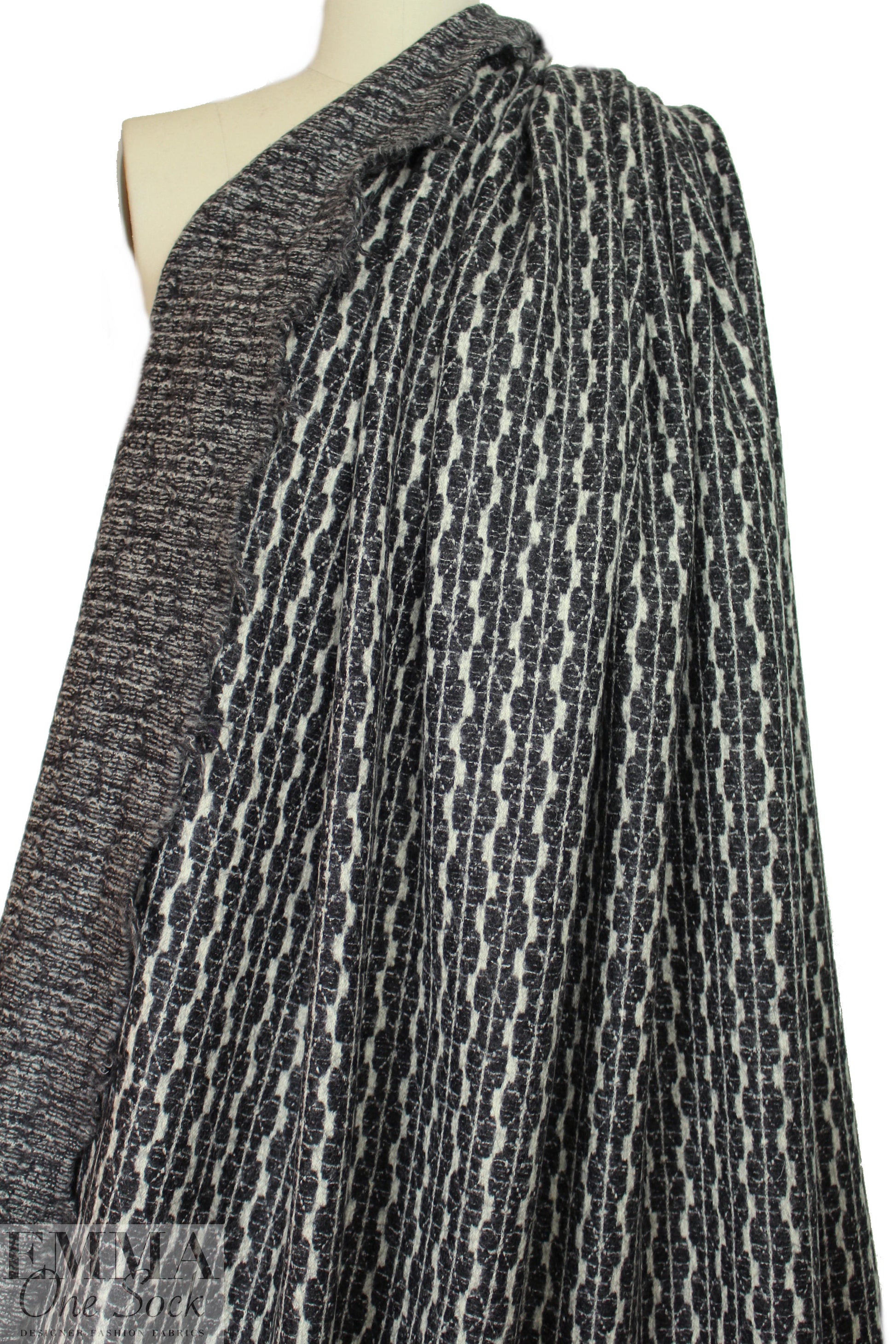 Italian black/stone graphic wool sweater knit