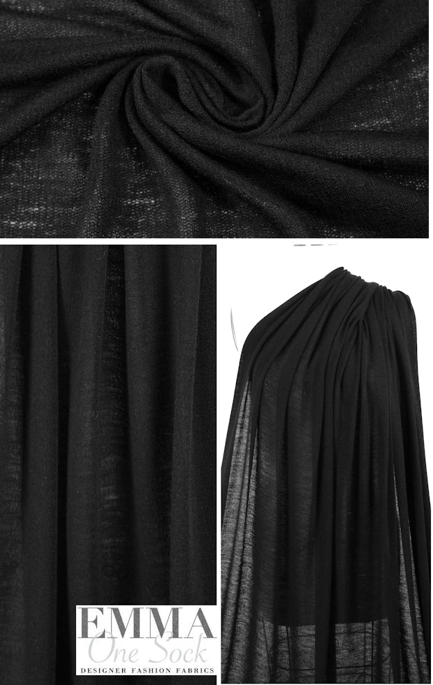 Japanese featherweight wool sweater knit - black