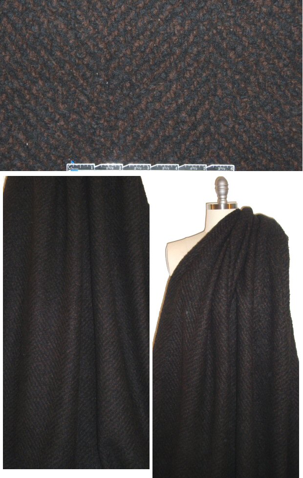 Italian cashmere/wool chevron sweatery woven - black/choc.