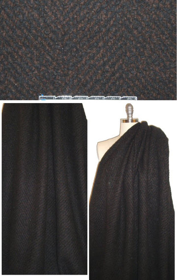 Italian cashmere/wool chevron sweatery woven - black/choc.