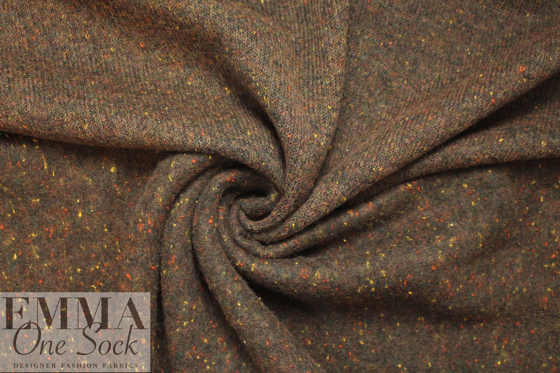 Italian textured wool fleece - brunette tweed