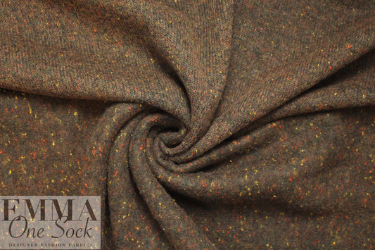Italian textured wool fleece - brunette tweed