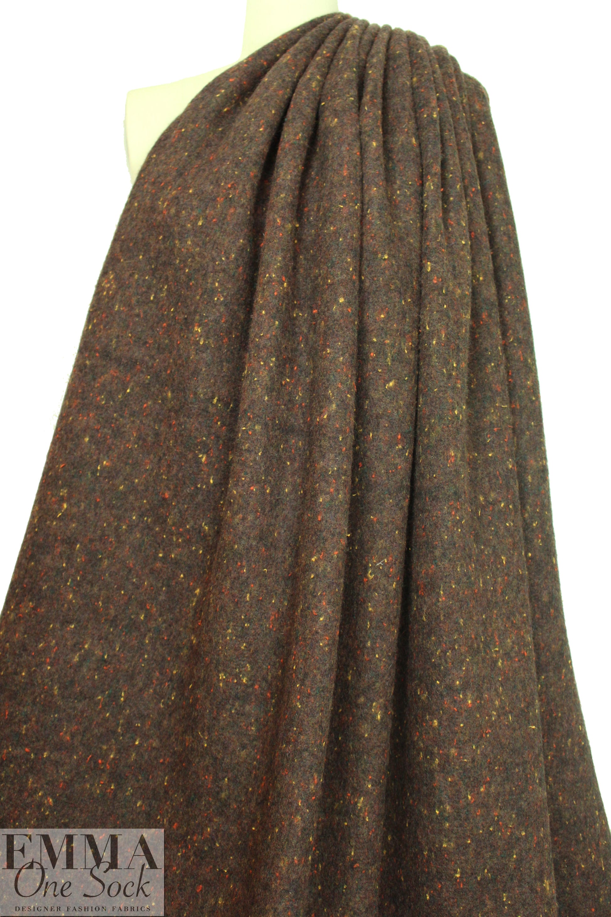 Italian textured wool fleece - brunette tweed