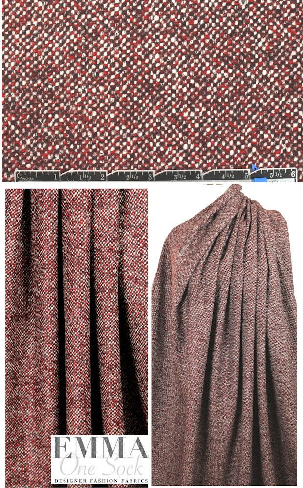 Italian valentino/burgundy tweed wool suiting