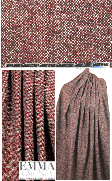 Italian valentino/burgundy tweed wool suiting