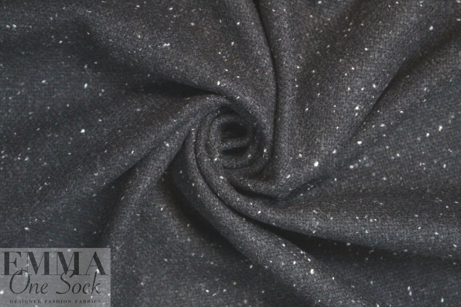 Italian black tweed all wool coating 3 yd
