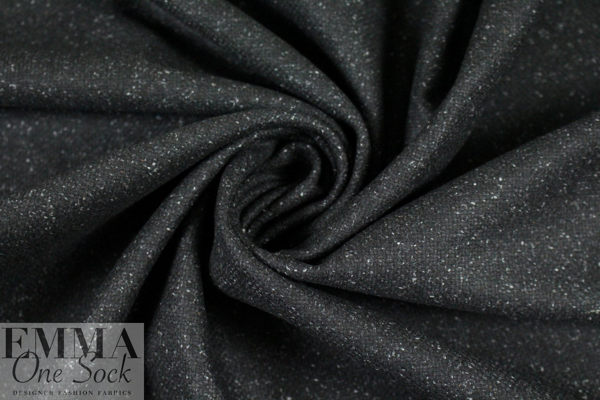 famous designer silk/wool tweed - black/speck 1.66 yd