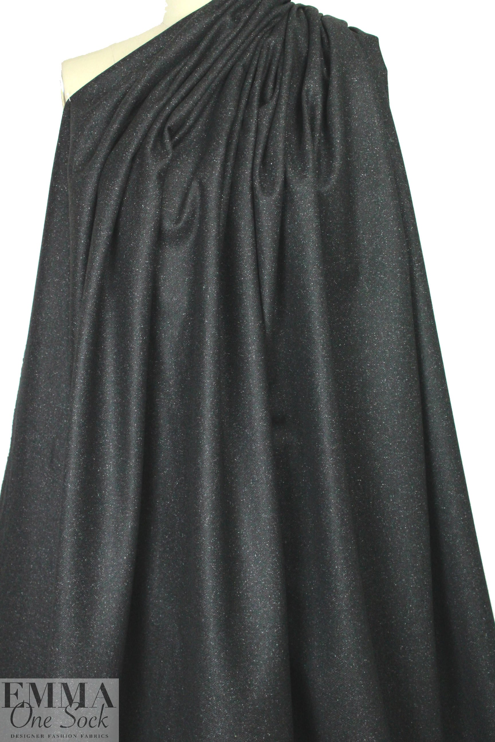 famous designer silk/wool tweed - black/speck 1.66 yd