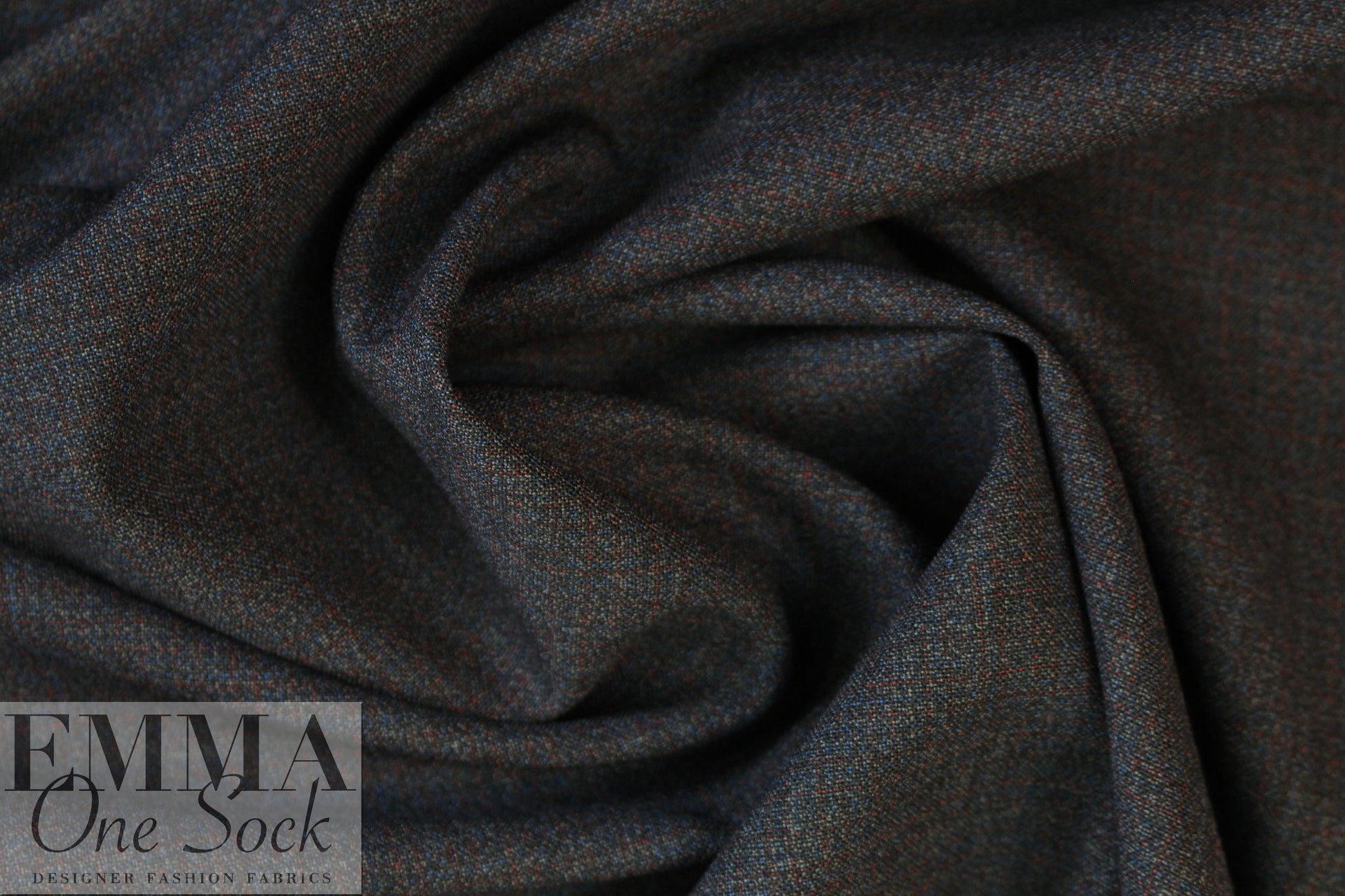 Italian off black/claret tweed wool blend suiting