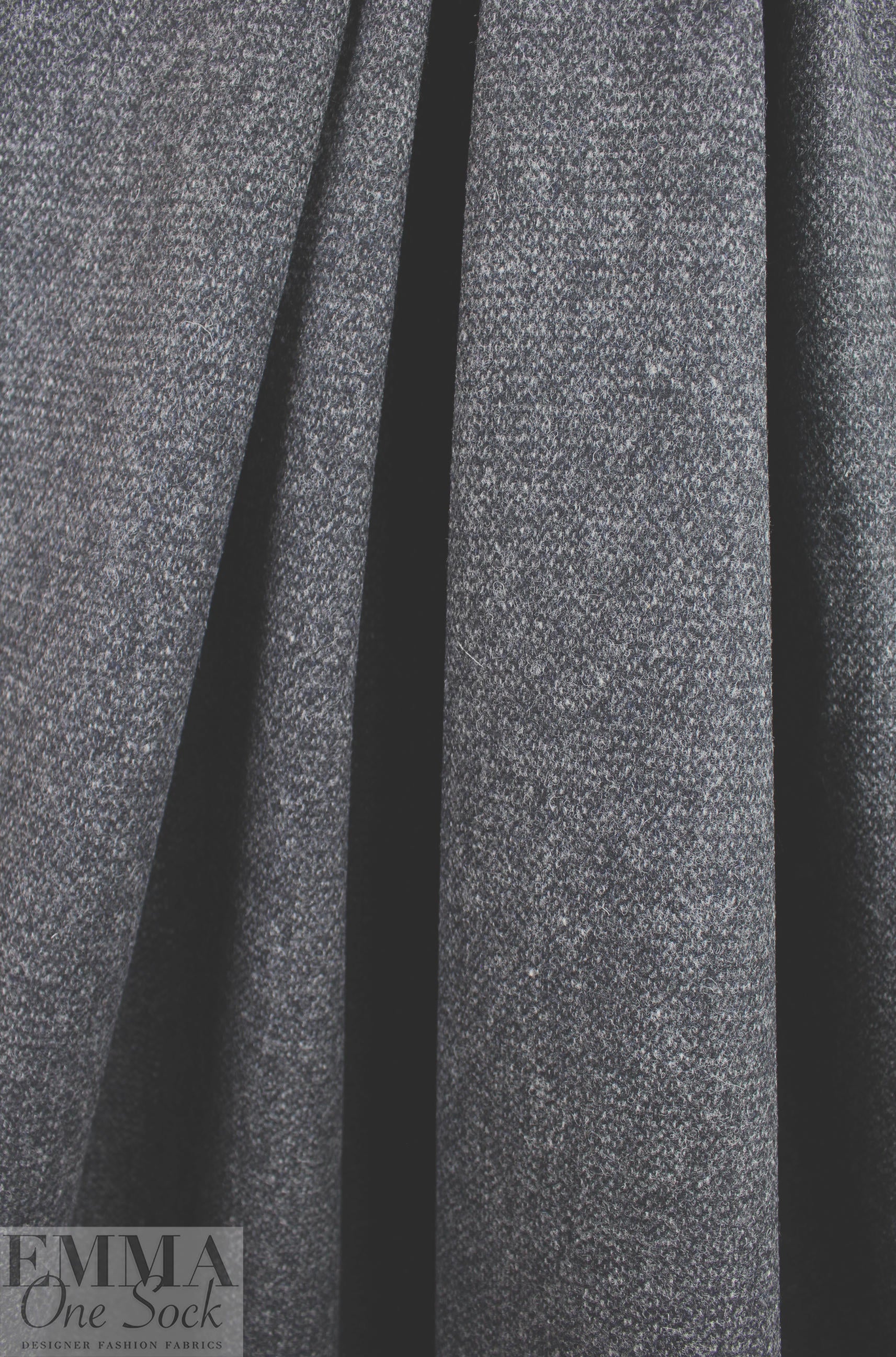 Italian wool tweed soft woven - charcoal/fog 2 yd