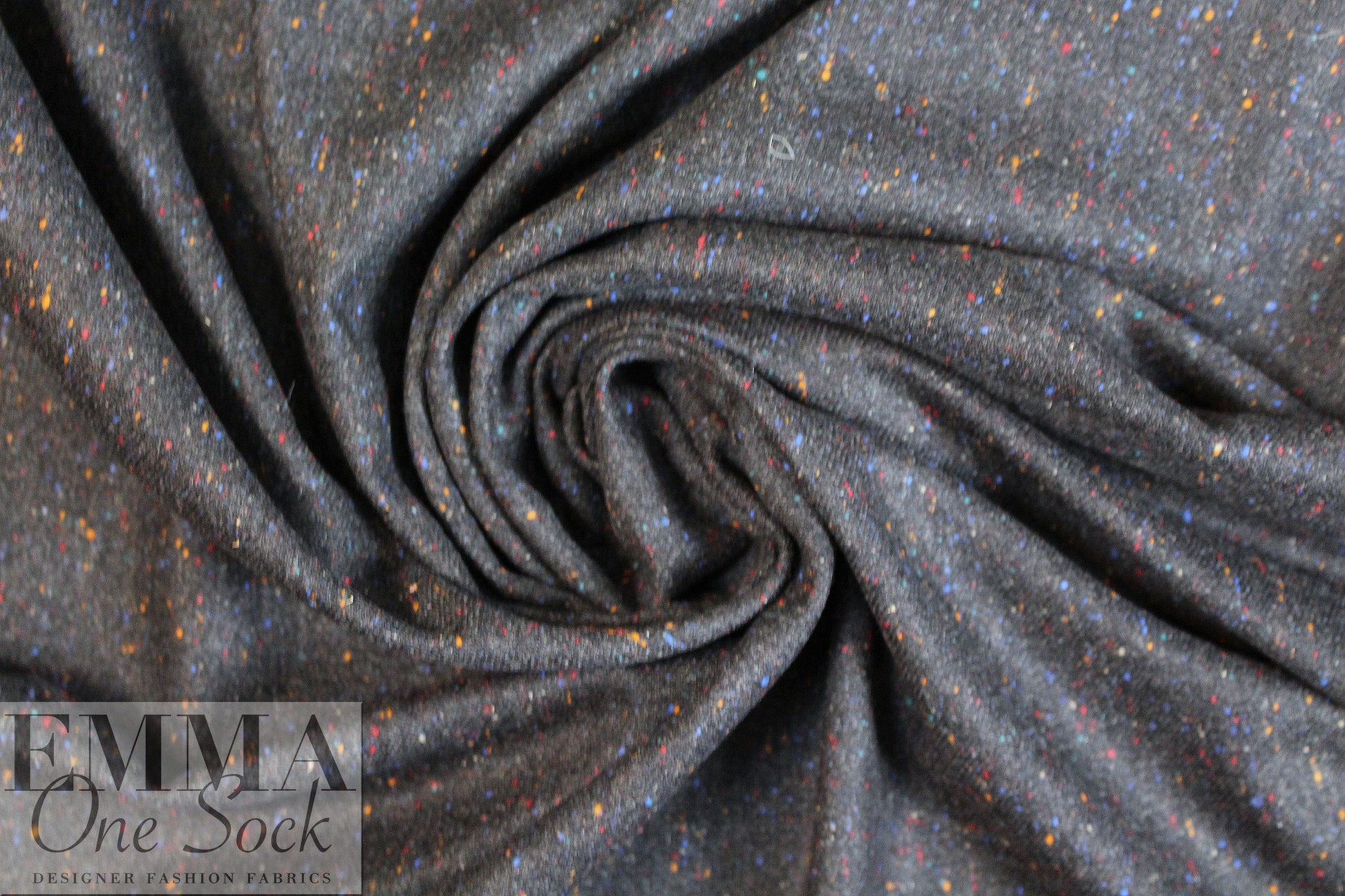 Italian off black speckled tweed wool suiting 1.5 yds