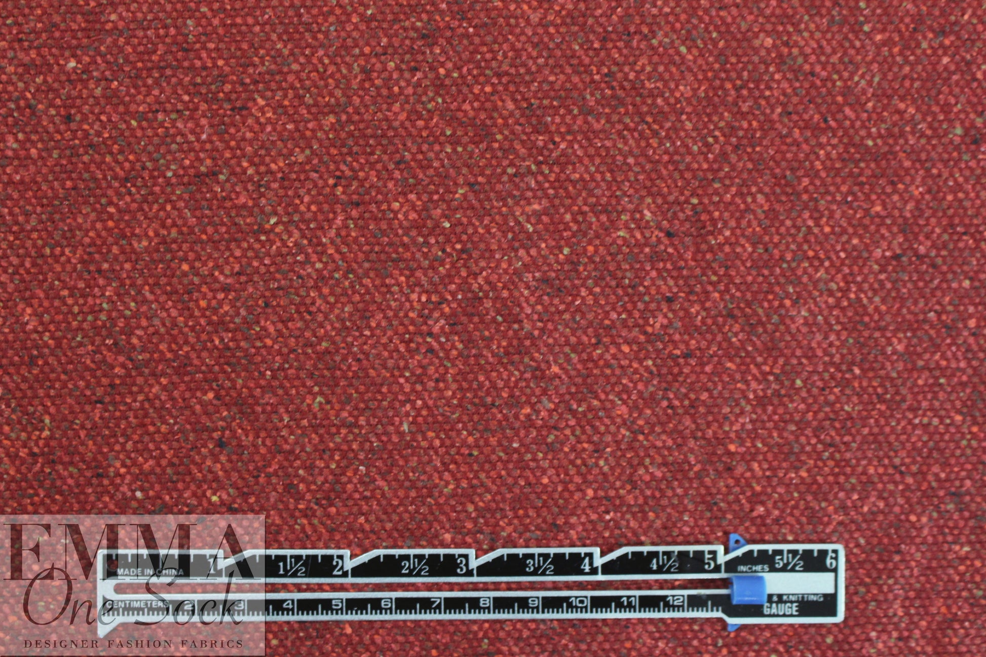 Italian woven selvage silk/wool tweed - paprika