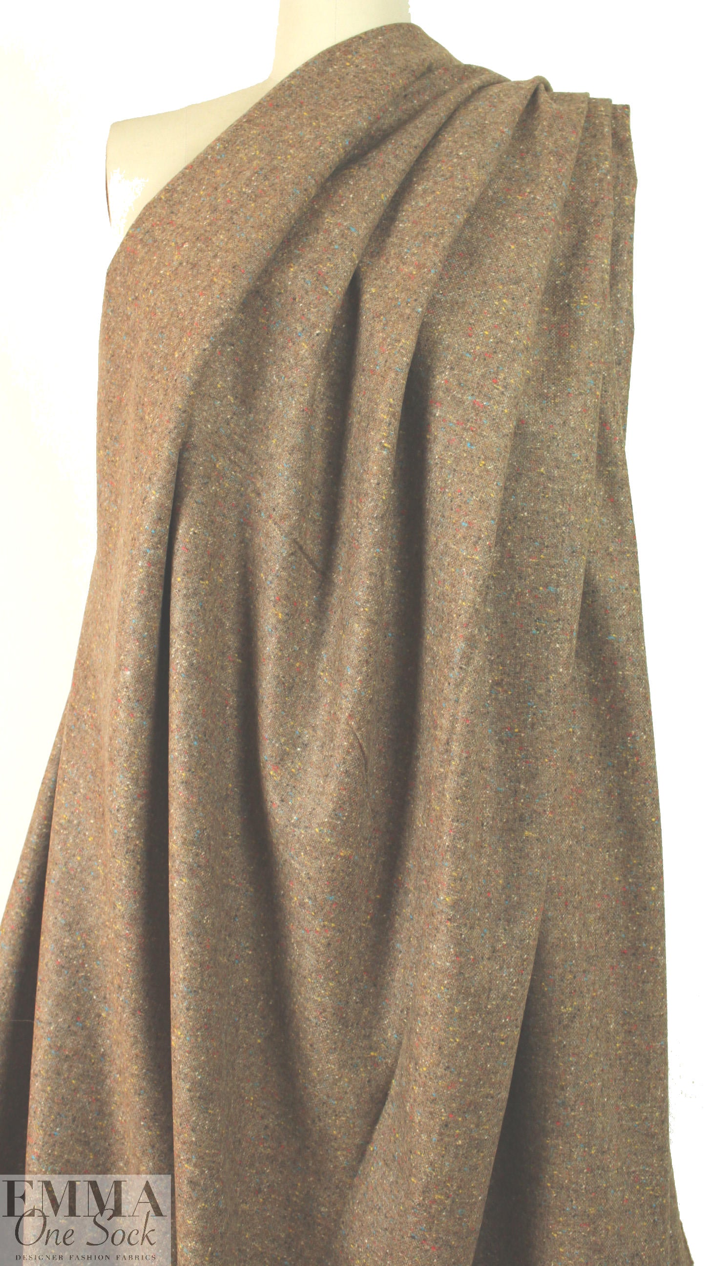 Italian driftwood speckled tweed wool suiting