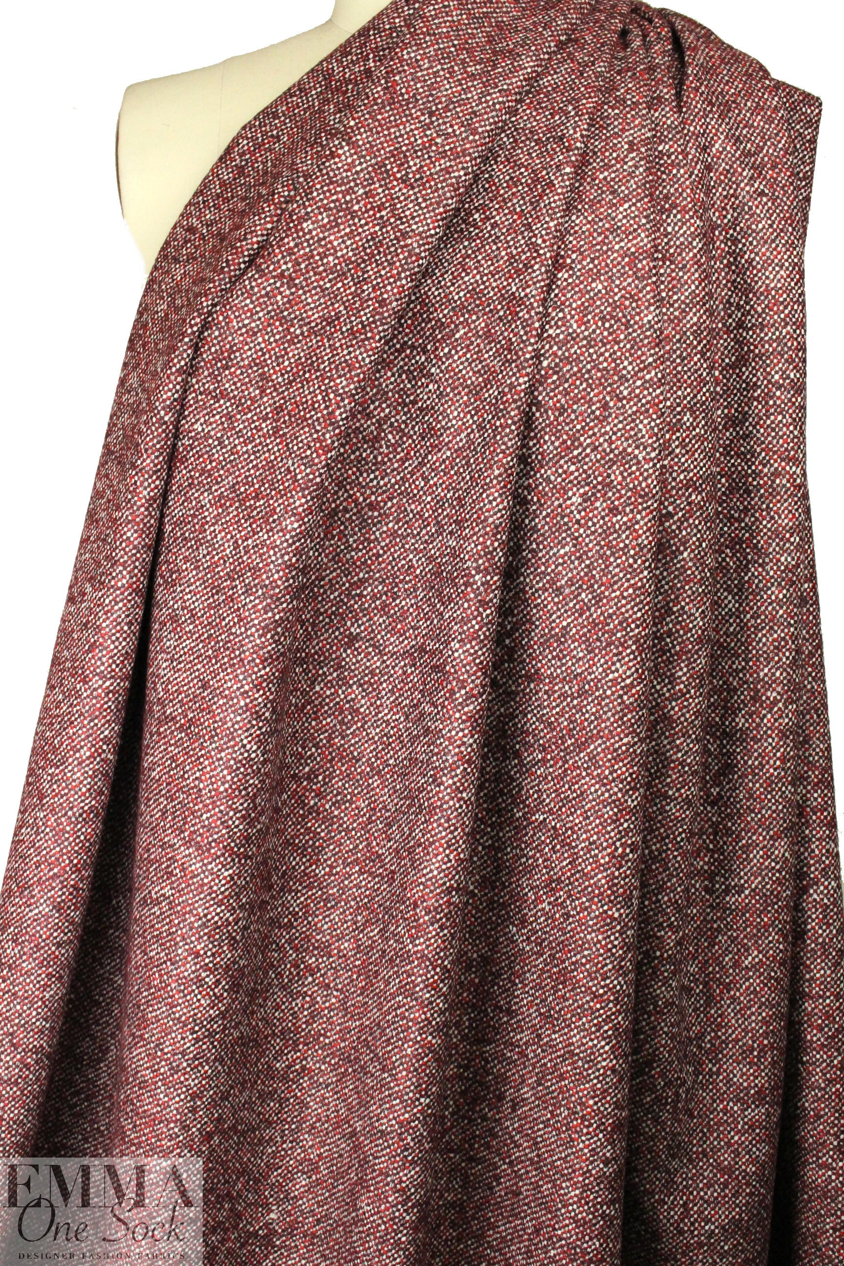 Italian valentino/burgundy tweed wool suiting