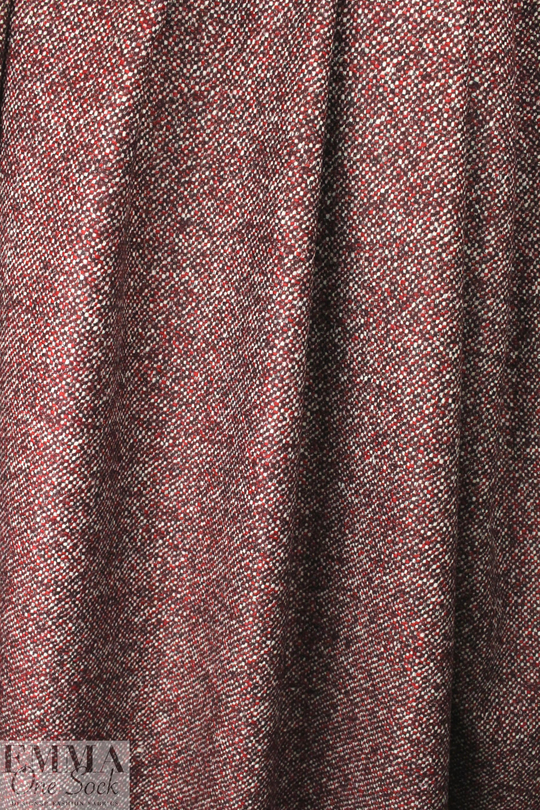 Italian valentino/burgundy tweed wool suiting