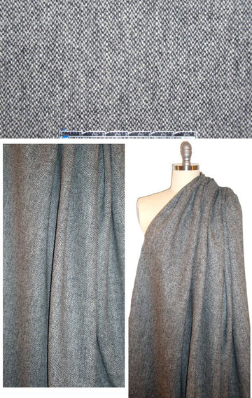 Italian black/winter white rustic tweed wool coating 1.9 yd