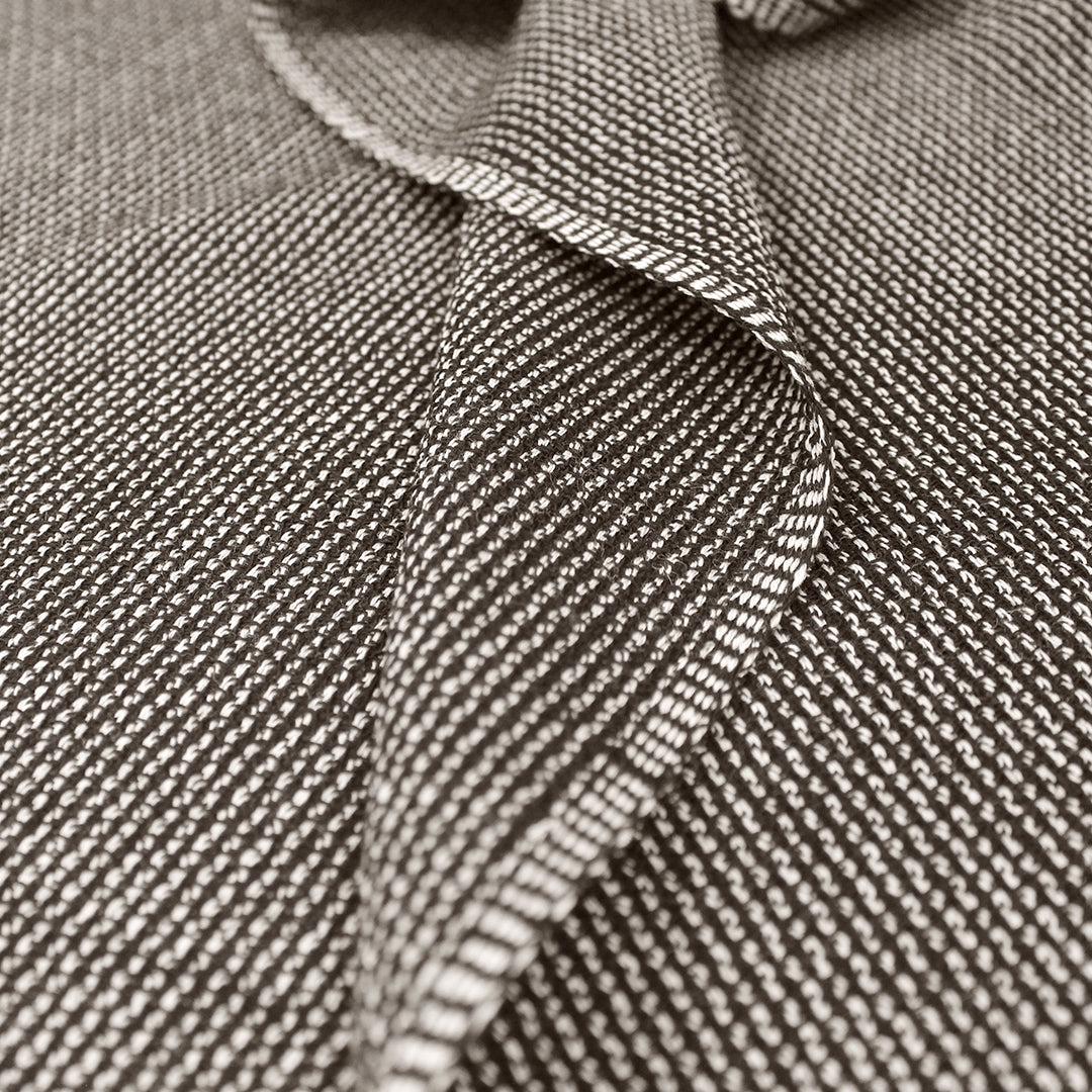 designer deadstock tweedy wool stripe - black/winter white 2.25 yds