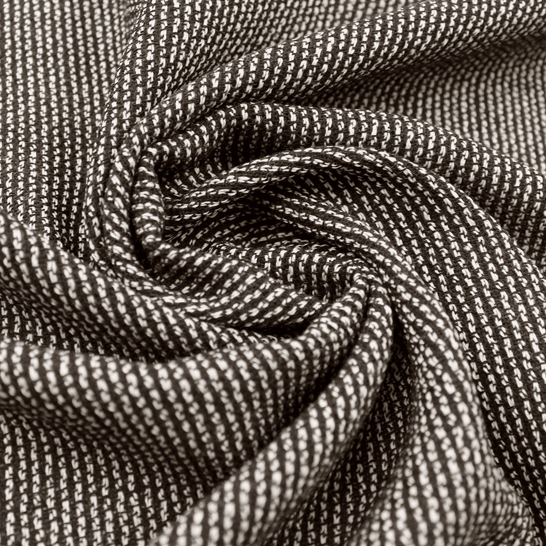 designer deadstock tweedy wool stripe - black/winter white 2.25 yds