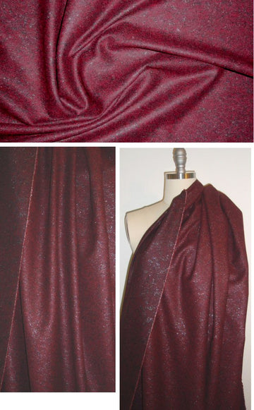 Italian wool tweed suiting - garnet/black/silver met