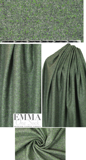 Italian green/gray felted wool blend tweed