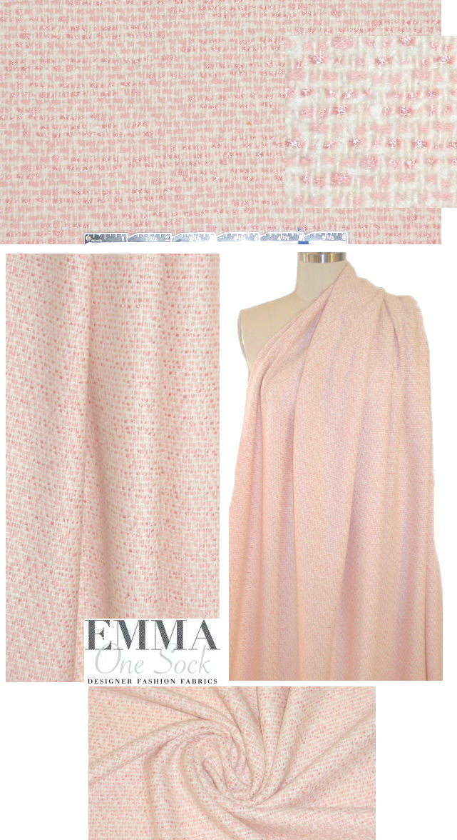 Italian sparkly pink/ivory wool blend tweed coating