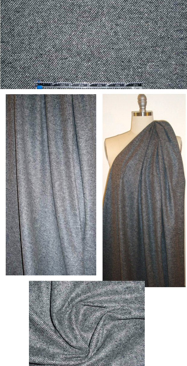 Italian wool twill weave suiting/coating - off black/lt. gray 1.875 yd