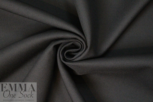 famous designer virgin wool doublecloth twill - black
