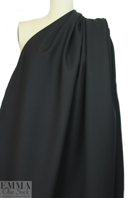 famous designer virgin wool doublecloth twill - black