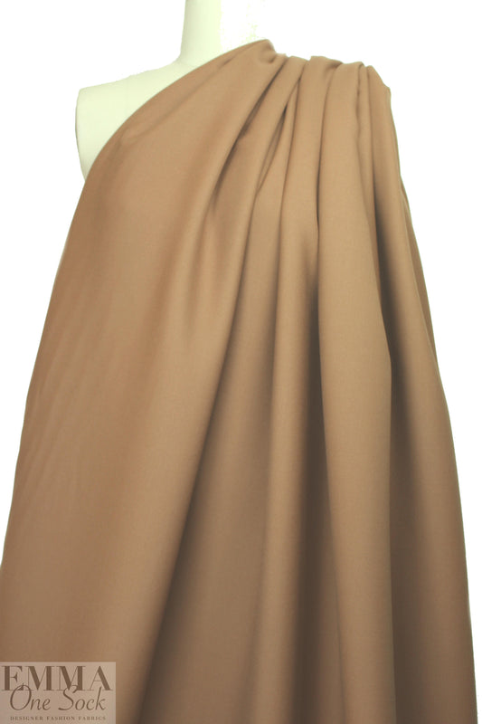 famous designer virgin wool doublecloth twill - cafe au lait