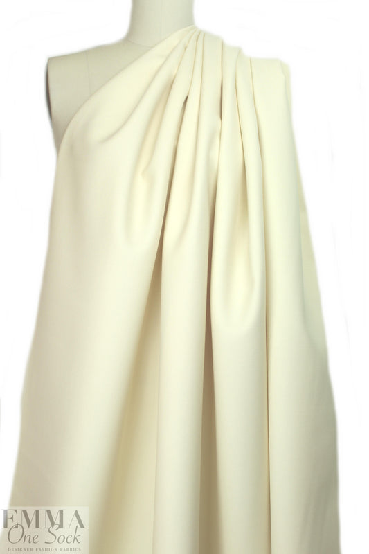 famous designer virgin wool doublecloth twill - vanilla 2 yd